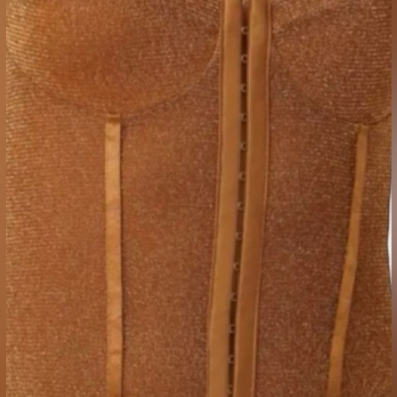 Free People Night Rhythm Corset Bodysuit Bronze Size Medium NWT - Picture 9 of 13